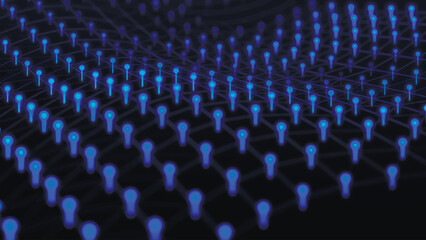 Obraz premium Futuristic particle wave. Abstract technology background. Big data visualization. Vector illustration