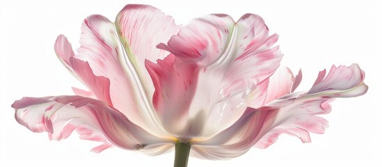 Fototapeta premium Lovely Pink Tulip Isolated on a White Background. with copy space image. Place for adding text or design