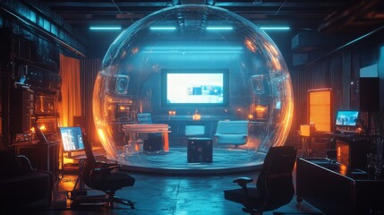 Futuristic Room with Dome.