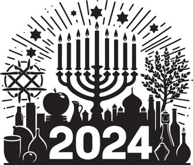 Hanukkah Silhouette Vector Illustration