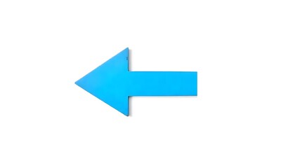 A blue arrow pointing left on a white background