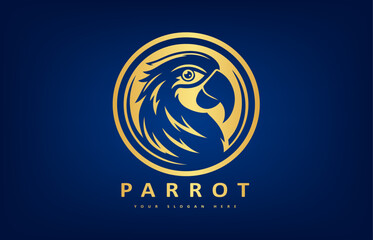 Parrot bird logo. Tropical bird. Wild animal.