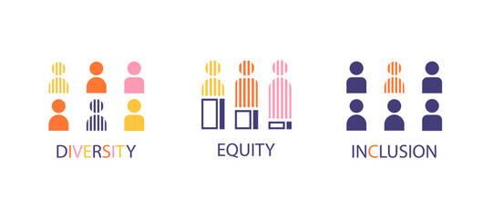 Diversity (DEI) Strategic Framework infographic presentation template with icon vector has diversity, inclusion, equity