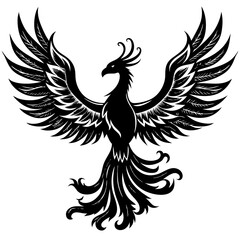 phoenix vector design silhouette tattoo for t shirt design 