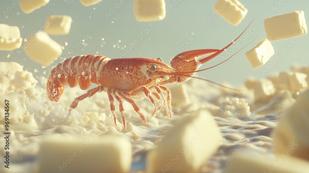 Canvas Prints Lobster Crawling Through a Sea of Butter