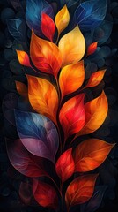 Fototapeta premium leafs on a black background, abstract background, art, wallpaper, backgrounds