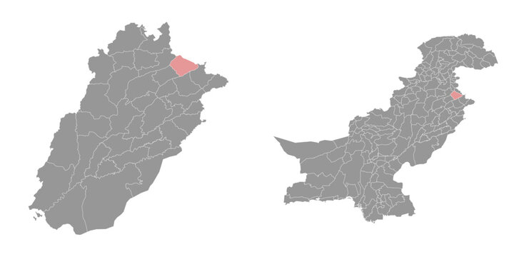 Gujrat district map, administrative division of Pakistan. Vector illustration.