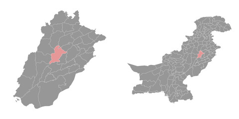 Jhang district map, administrative division of Pakistan. Vector illustration.