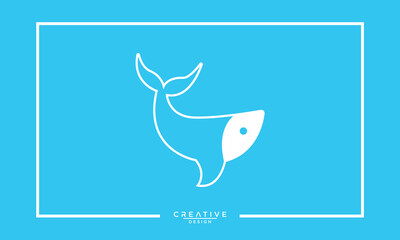 Blue whale logo illustration, blue whale in sea logo design
