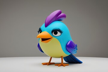 Obraz premium Vibrant Three Dimensional Sassy Bird Emoticon with Attitude Design