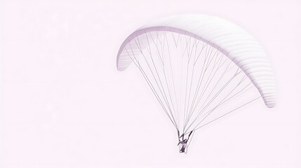 White paraglider vector on a pale lavender background with simple details, leaving room for text or design elements in a travel theme.