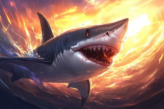 Evil Shark Flying animal illustration caricature