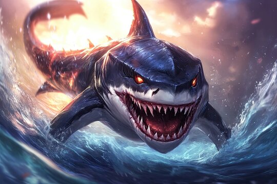 Evil Shark Flying animal illustration caricature