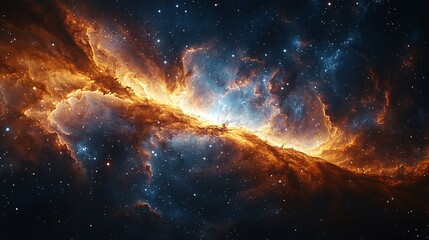 Semiabstract image of a galaxy with stars and swirling nebulae blending into vibrant colors representing the vastness and mystery of the universe