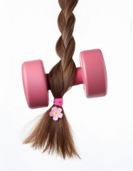 a strait and smooth hair isolated on background for hair care with a shampoo and flowers