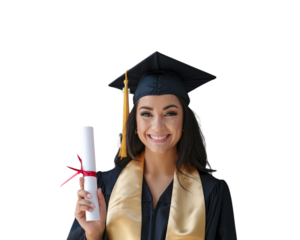Young woman celebrates graduation with a diploma in hand outdoors