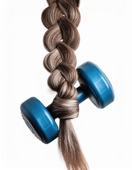a strait and smooth hair isolated on background for hair care with a shampoo and flowers