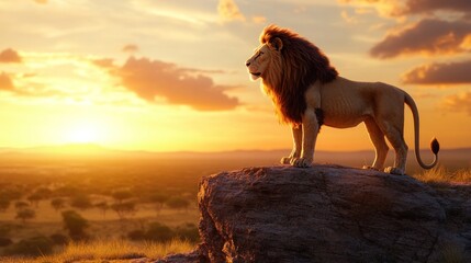Majestic Lion at Sunset