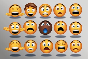 Obraz premium Three Dimensional Emoji Set with Expressions and Shocked Faces