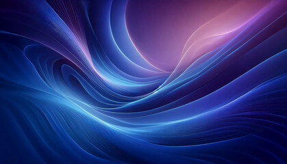 Obraz premium A smooth flowing abstract background featuring gradients of deep blues and purples with soft curves and light reflections creating a serene and ethereal ambiance