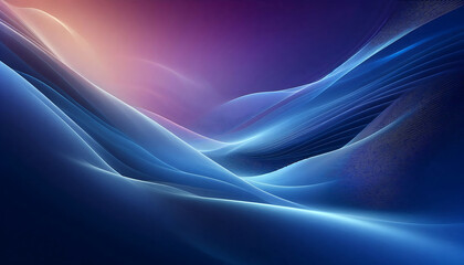 Obraz premium A smooth flowing abstract background featuring gradients of deep blues and purples with soft curves and light reflections creating a serene and ethereal ambiance
