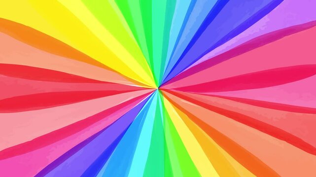 水彩の虹色カラフルなサンバースト放射背景動画
