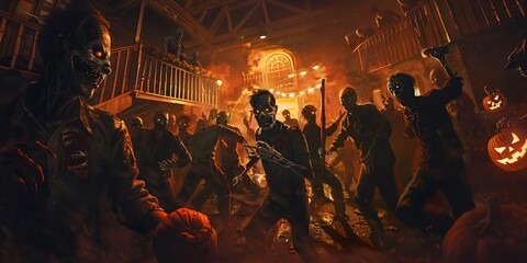 Virtual zombie Halloween game night, Halloween game night with zombies, Zombie apocalypse party games
