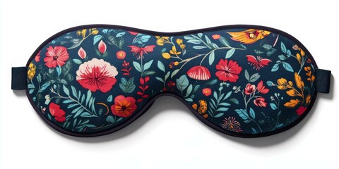 Obraz premium Floral patterned sleep mask on white background.
