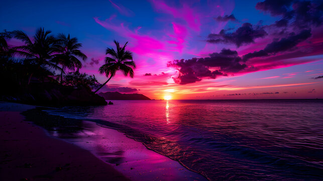 Sunset Over Pink Beach Hamilton Bermuda