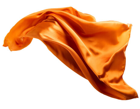 Seidentuch in orange fliegend isoliert auf wei&szlig;en Hintergrund, Freisteller