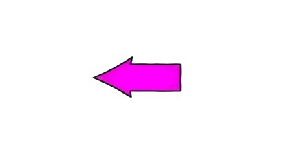 A pink arrow pointing left on a white background