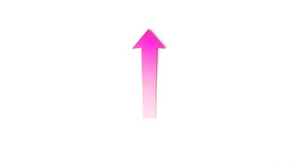 A pink arrow pointing up on a white background
