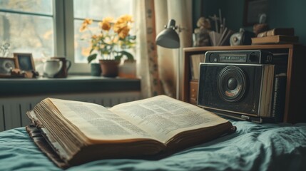 Old Book on Bed.