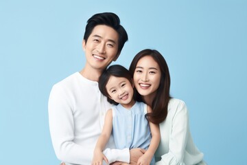 Fototapeta premium Family smiling adult blue.