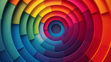 Fototapeta premium Abstract 3D Rainbow Space, Trendy Modern Background. Colorful, Minimal, Geometric. Shapes, Curves, Blocks. Equality, Diversity, Human Rights. Harmony, Balance, Creativity, Artistic Vibrant Design