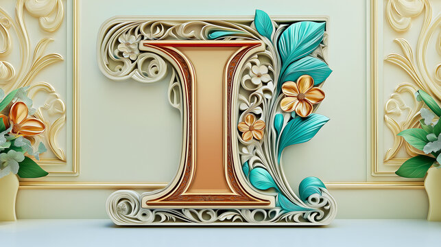 Beautiful floral English letter, beautiful patterns, beautiful designs, beautiful artwork.
