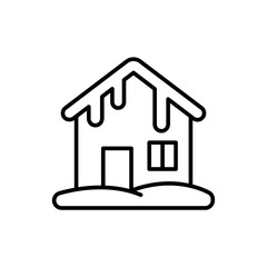 Winter house outline icons, minimalist vector illustration ,simple transparent graphic element .Isolated on white background