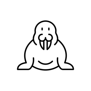 recommend clip art: Walrus outline icons, minimalist vector illustration ,simple transparent graphic element .Isolated on white background