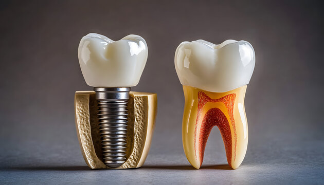  a comparison between a natural tooth and a dental implant