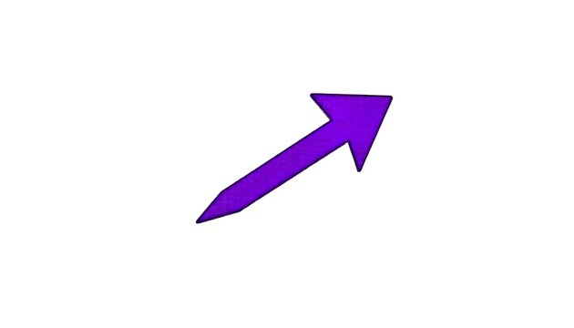 A purple arrow pointing diagonal on a white background