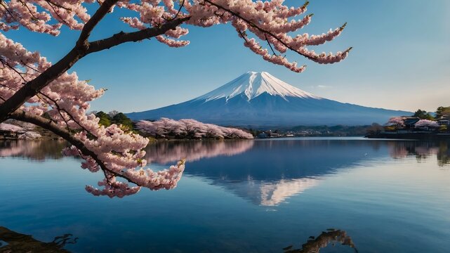 mountain Fuji in Japan in spring