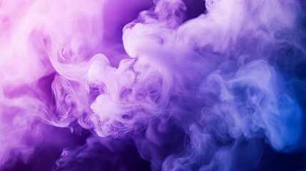Fototapeta premium Vibrant purple smoke swirling in the air, abstract background with soft, flowing wisps of misty haze creating a dreamy, ethereal atmosphere.