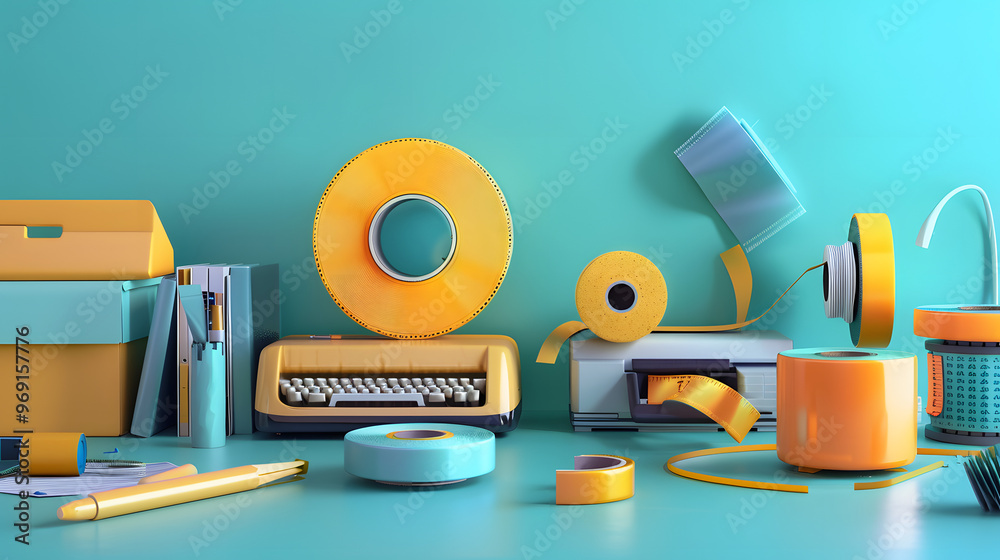 Canvas Prints tape office equipment 3d