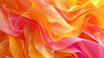 Obraz premium stunning visual representation of multicolored 3D ribbons in orange and yellow, forming an abstract background that offers a playful aesthetic and copy-space