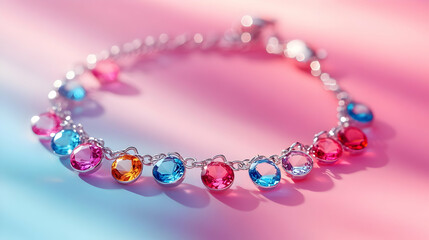 Elegant bracelet adorned with colorful gems, perfect for adding a touch of glamour to any outfit.