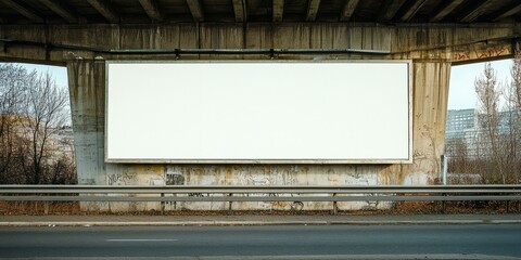 Obraz premium Blank billboard under bridge with road.
