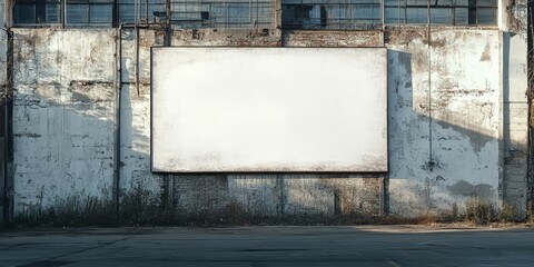 Obraz premium Blank billboard on a weathered building.