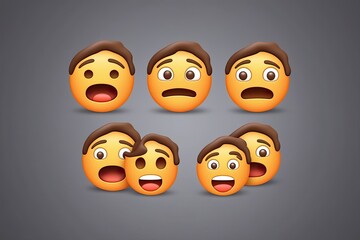 Three Dimensional Emoji Set with Expressions and Shocked Emotions