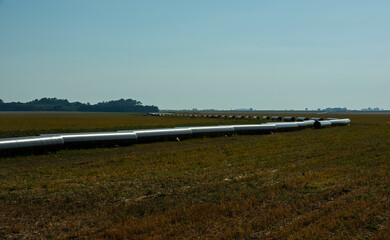 Gas pipeline construction, La Pampa province , Patagonia, Argentina.