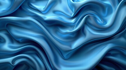 Obraz premium stunning illustration featuring bright blue fabric on smooth wavy layers with an abstract dark background, perfect for modern and creative projects